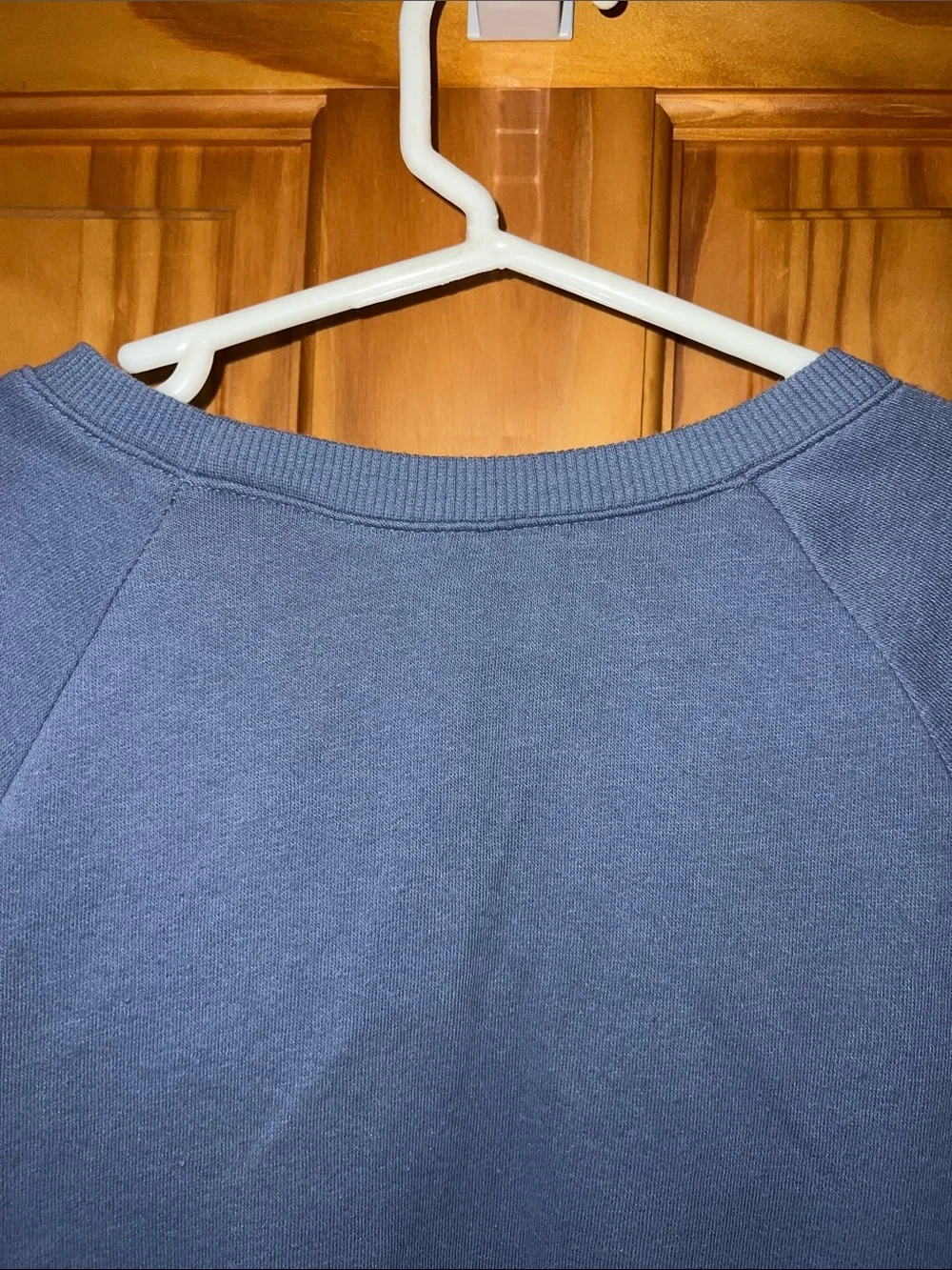 Justice White Plush Bunny Crewneck with Blue Sleeves